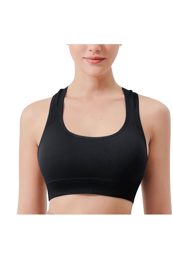 Seamless Ribbed High Neck Tank Tops for Women, Longline Racerback Padded Sports Bras, Workout Yoga Bras