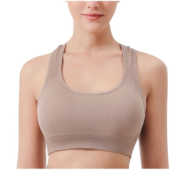Seamless Ribbed High Neck Tank Tops for Women, Longline Racerback Padded Sports Bras, Workout Yoga Bras