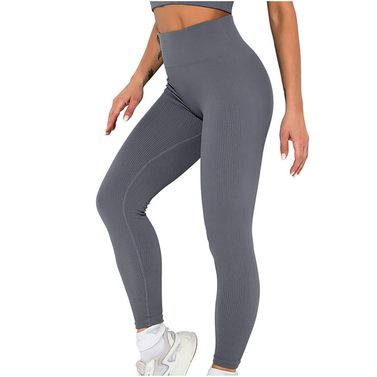 Seamless Ribbed Legging for Women High Waist Workout Gym Sport Active Yoga  Fitness Pants Tights Trousers 