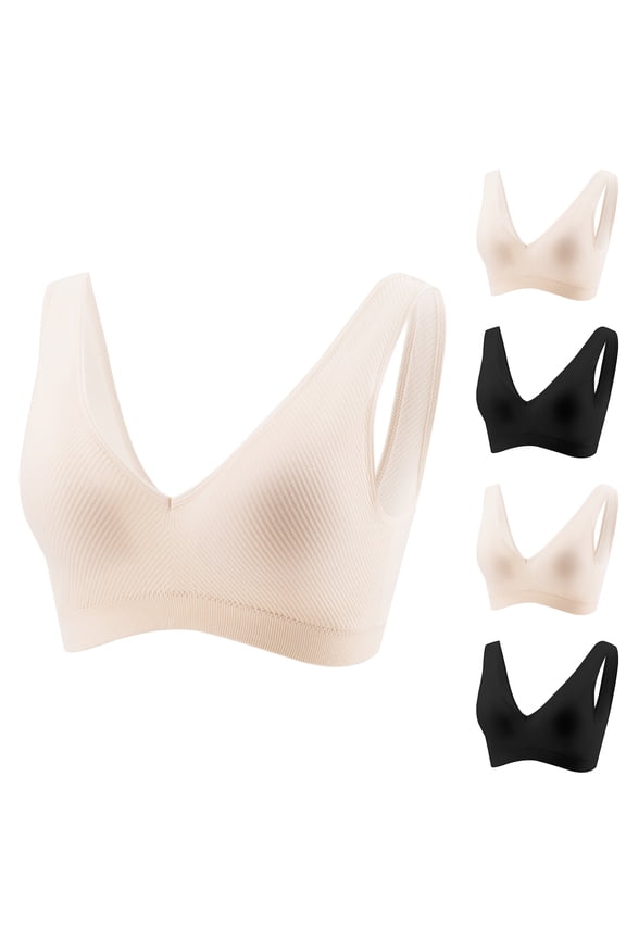 Seamless Ribbed Sports Bra for Women Comfortable Wireless Tank Top Style Breathable Stretch Fitness Undergarment