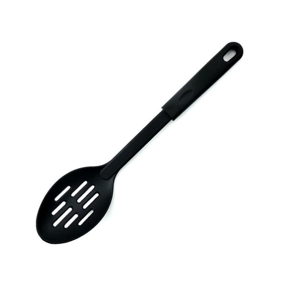 Seamless Series Slotted Silicone Spoon - 600F Heat-Resistant Rubber Non-Stick Kitchen Utensil for Mixing, Serving, Cooking and More - Black