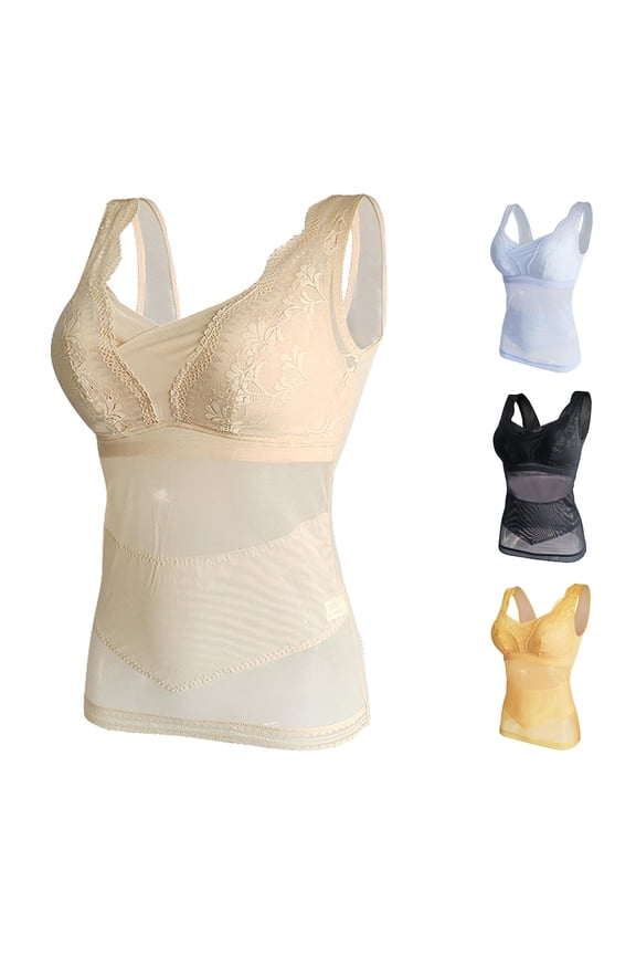 Seamless Shapewear Bodysuit for Control Comfortable Breathable Workout Camisole Body Aware Shorts Silicone Form Full Lace Tops for Women Shape X Waist Trainer with Shorts Top Tight Sweatband