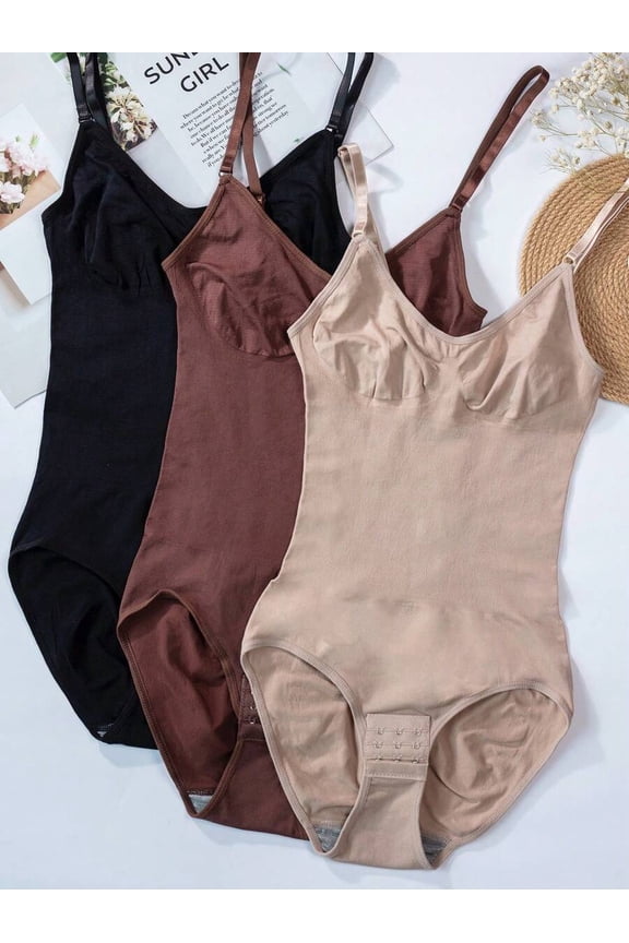 Seamless Shapewear Bodysuit Set Multicolor Tummy Control Butt Lifting 3 Pack