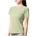 thumbnail image 1 of Seamless Short Sleeve Shirts for Women Breathable Running Workout Tops Athletic Gym Yoga Basic Tshirts Short Sleeve T-Shirt Stretch Tee V-Neck T-Shirts Shirts Green S, 1 of 4