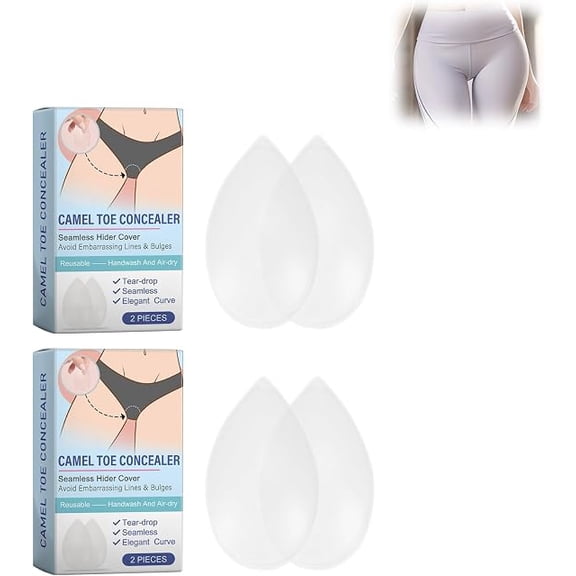 Seamless Silicone Camel Toe Concealer, 4 Pcs Reusable Anti Camel Toe Pad Invisible Cover for Leggings Yoga Pants Swimwear