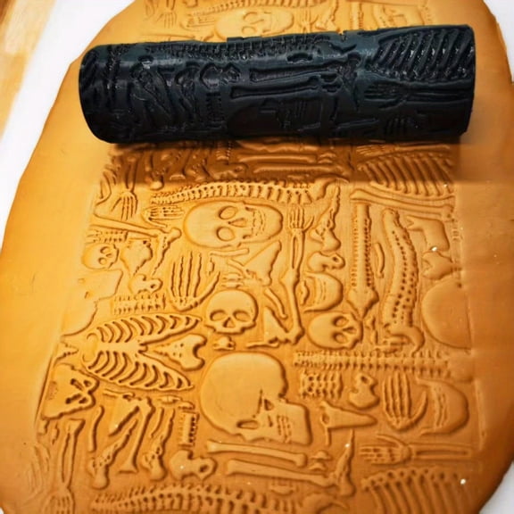 Seamless Skull Pattern Texture Roller for Polymer Clay - Perfect for Crafting and Art Projects