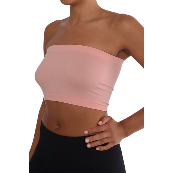 PacificPlex Womens Seamless Smoother Tube Bandeau Top, One Size, Salmon