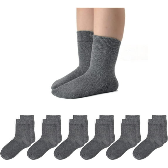 Seamless Socks for Girls Boys Thin Breathable School Uniform Socks Toddlers Cotton Crew Socks 3T-15 Years 6 Pack