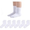thumbnail image 1 of Seamless Socks for Girls Boys Thin Breathable School Uniform Socks Toddlers Cotton Crew Socks 3T-15 Years 6 Pack, 1 of 1