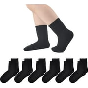 TIKUAJGIFT Seamless Socks for Girls Boys Thin Breathable School Uniform Socks Toddlers Cotton Crew Socks 3T-15 Years 6 Pack