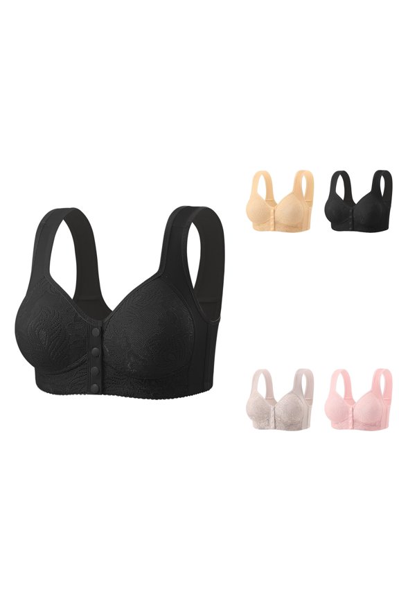 Seamless Soft Support Vest Bra for Large Chest – Thin, Breathable, No Underwire, Front Closure with Mid Buttons, Comfortable Everyday Gathering Bra for Older Women