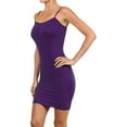 thumbnail image 1 of PacificPlex Womens Solid Stretch Slip Dress Spaghetti Straps, One-Size (6-10), Dark-Purple, 1 of 1