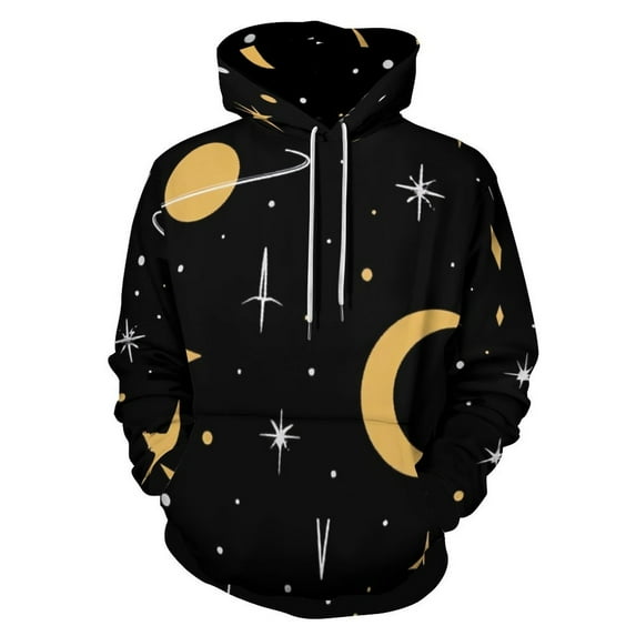Seamless Space Pattern with Stars, Moon, And Planets 3D Print Hoodie Men Women Autumn Thin Pullover Sweatshirt Vintage Streetwear Tops