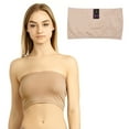 thumbnail image 1 of Seamless Spandex Bandeau Bra Cropped Tube Top Strapless Layering Tank Yoga Beige, 1 of 4