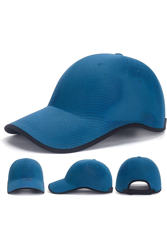 Seamless Sports Baseball Cap, Ultra-Breathable Baseball Hat for Men Women, Solid Color, Quick-Drying (Blue)