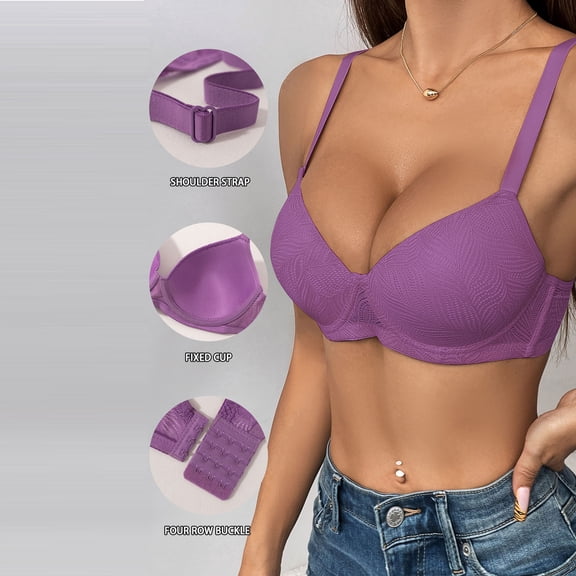 Seamless Sports Bra New Women's Solid Color Backless Seamless Push-Up Beautiful Back Underwear Everyday Bras Style B-3 Purple XL