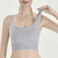 thumbnail image 1 of Seamless Sports Bra Wirefree Yoga Bra Wireless Bras for Women Ndbuld Fashion Women's Solid Color Seamless Sexy Back Yoga Bra Shaping And Breast Collection Cingerie Sports Bras Gray M, 1 of 6