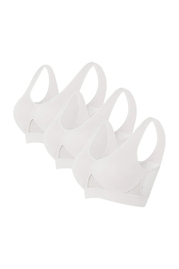 Seamless Sports Bra Women Convertible Bra Feature V-Neck Push-up Bra Style W-22 White S