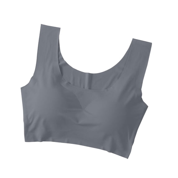 Seamless Sports Bra Women's Ice Silk Bralette Wide Strap Comfortable Underwear for Yoga, Running, Everyday Wear, Multiple Sizes Available #Dark Gray,L