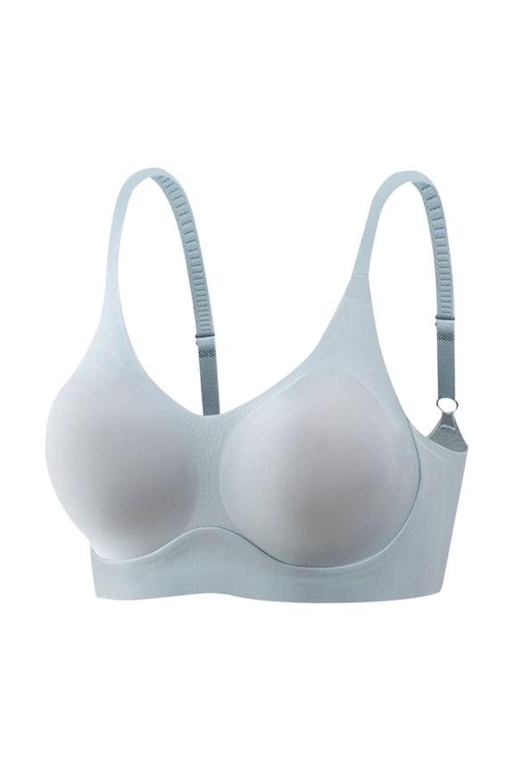 Seamless Sports Bra Womens Push up T-Shirt Bras, Full Cover Seamless Wirefree Supportive Bra Everyday Bralettes Light Blue L
