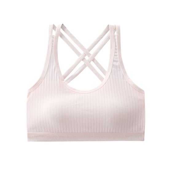 Seamless Sports Bra with Crisscross Back Straps for Women Ribbed Texture Wireless Design Comfortable Fit for Everyday Wear