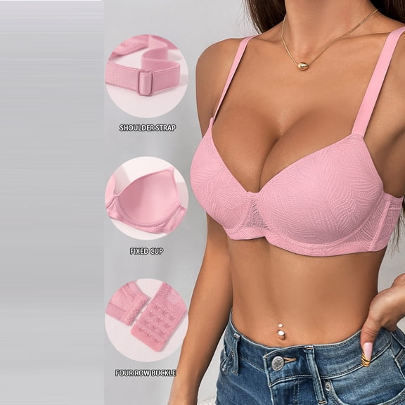 Seamless Sports Bras for Women New Women's Solid Color Backless Seamless Push-Up Beautiful Back Underwear Everyday Bras Style B-3 Pinky XL