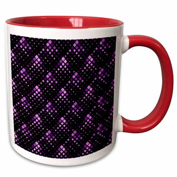 3drose, Seamless Square Pattern Background - Abstract Vector Design, 11oz Two-tone Red Mug