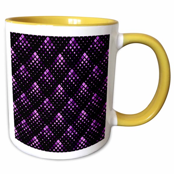 3drose, Seamless Square Pattern Background - Abstract Vector Design, 11oz Two-tone Yellow Mug