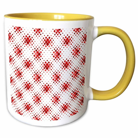 3drose, Seamless Square Pattern Background - Dark Red Abstract Vector Design, 11oz Two-tone Yellow Mug