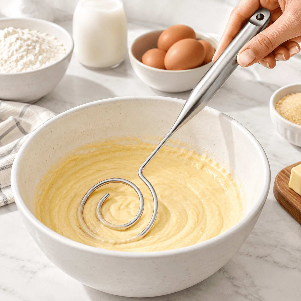 Seamless Stainless Steel Dough Whisk for Sourdough Bread, Pizza Dough ...