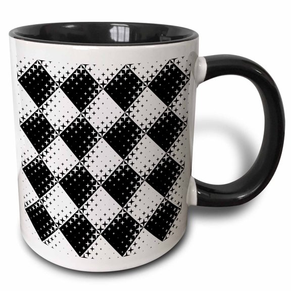 3drose, Seamless Star Pattern Background - Abstract Geometrical Vector Design, 15oz Two-tone Black Mug