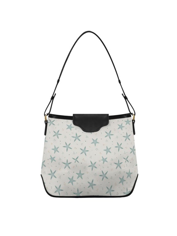 Seamless Starfish Coastal Nautical Women's Tote Bag Convertible Handbags Hobo Shoulder Bag with Zipper Magnetic Snap
