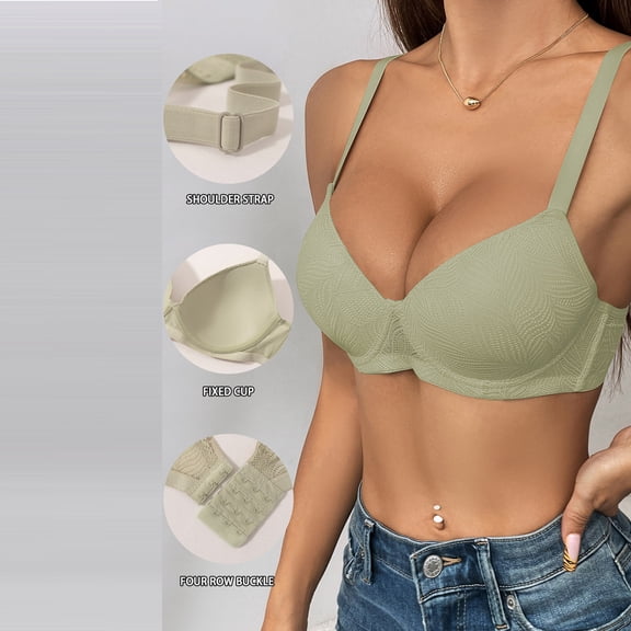 Seamless Stretchy Sports Bra New Women's Solid Color Backless Seamless Push-Up Beautiful Back Underwear Everyday Bras Style B-3 Green S