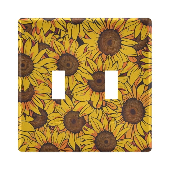 Seamless Sunflower Pattern Light Switch Cover Electrical Outlet Cover Replaceable Wall Plates 2-Gang