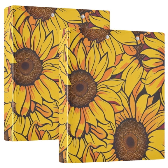 Seamless Sunflower Pattern Round Ring Binder 3 Rings 1.5" Capacity File Storage for A4 Size 1 Pack
