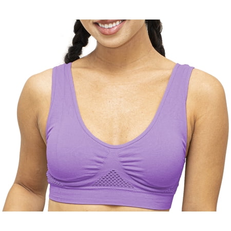 Seamless Support Wireless Comfort Bra - Breathable Mesh Design, Anti-Chafing, Removable Pads, Versatile & Easy Maintenance Stretch Sports Freedom Bra - Lavender - 3X-Large