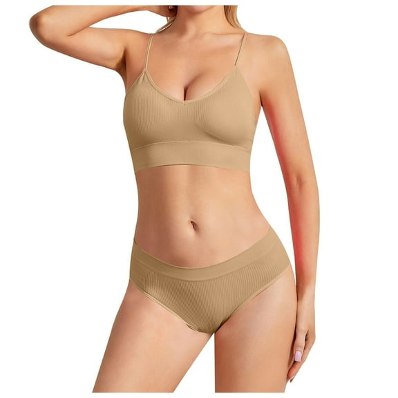 Seamless Suspender Bra and Brief Sets No Steel Ring Comfortable Large Size Backless Lace Underwear Set for Women