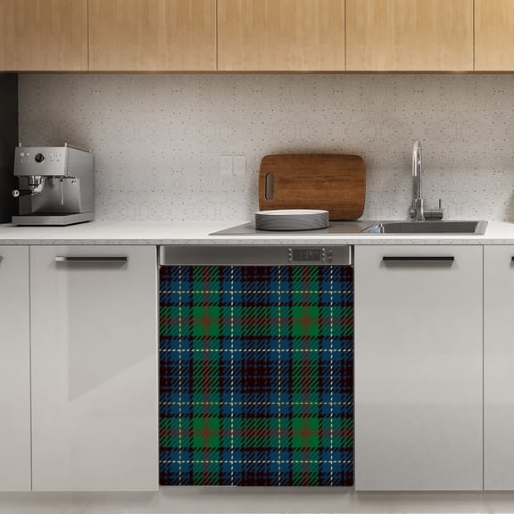Seamless Tartan Black Green Plaid Check Pattern Dishwasher Magnet Cover Decorative Sticker for Home Cabinet Kitchen 23" x26"