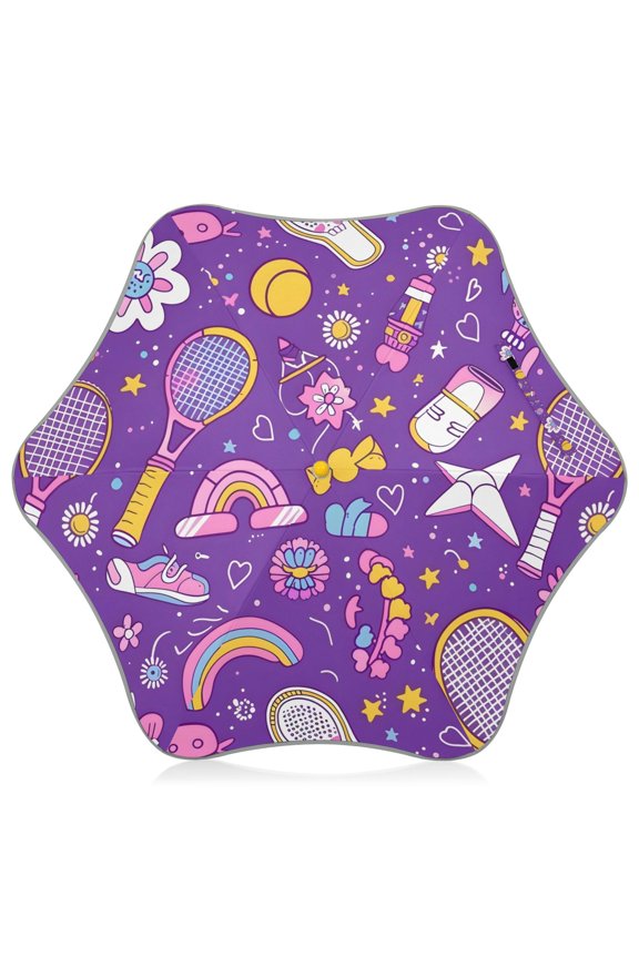 Seamless Tennis Kids Umbrella Rain Umbrella Clear Grip Handle Folding Umbrellas UV50+ 35in