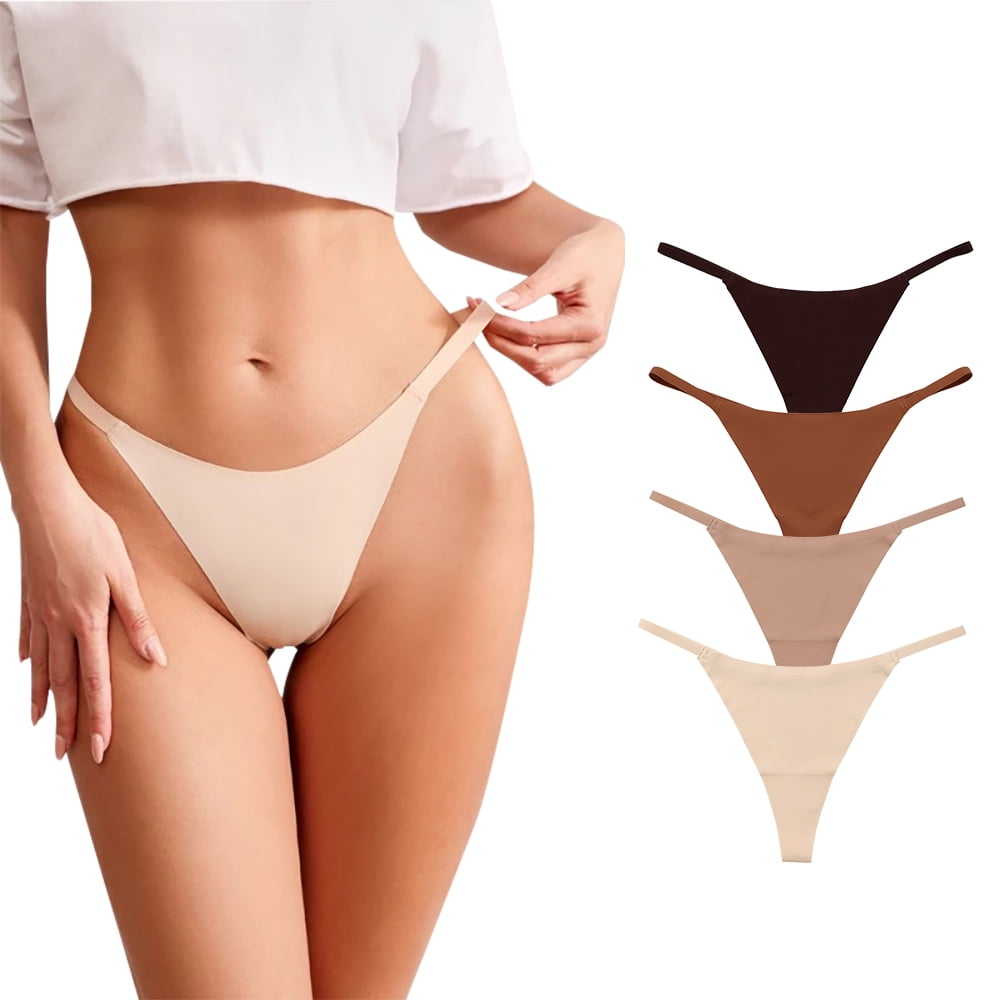 Deago 4-12 Pack Seamless Thongs for Women No Show Thong Underwear Low Rise  Breathable Bikini Panties S-XL 