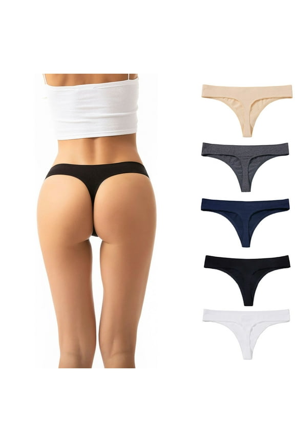 Seamless Thongs for Women No Show Ladies Thong No Line Workout Breathable Comfortable Panties Soft Cotton Underwear
