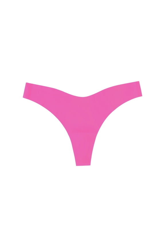 Seamless Thongs for Women No Show Thong V-waisted Stretch Breathable Panties Underwear Pink M