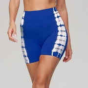 Seamless Tie Dye Sport Shorts For Women Summer Elastic Scrunch High Waist Push Up Tummy Control Gym Fitness Workout Yoga Shorts,SBB-Azure Blue