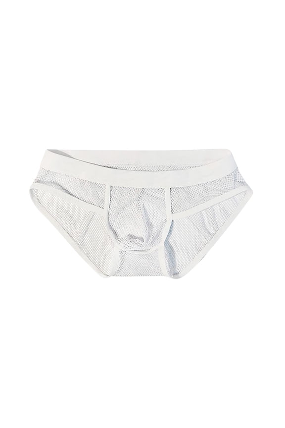 Seamless Underwear Men Pack Men's Mesh Solid Color Transparent Elastic Waist Underpants Boy Shorts Underwear for Men White XL