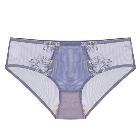 Seamless Underwear Underwear French Thin Mesh Lace Panties Womens Sheer Low Waist Bikini Underpants Purple XL