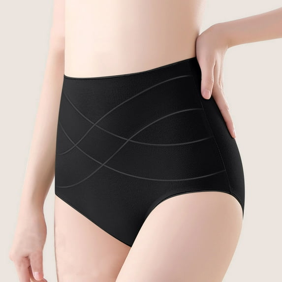 Seamless Underwear for Women Cotton Womens Shapewear Tummy Underwear High Waisted Body Shaper Butt Lifting Panties Ice Silk Lightweight Underpant Briefs Women's Underwear and Bras Black L