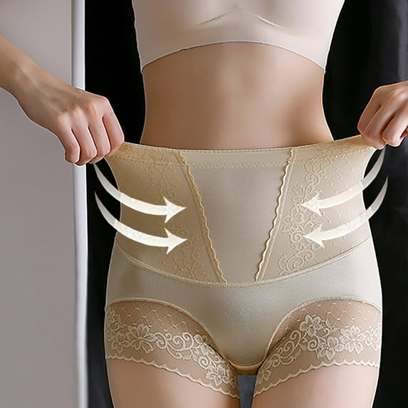 Seamless Underwear for Women Tummy Shapewear Panties for Women High Waisted Shaping Underwear Panties Body Shaper Lace Briefs Lightweight Breathable Lace Underpant Panty Beige