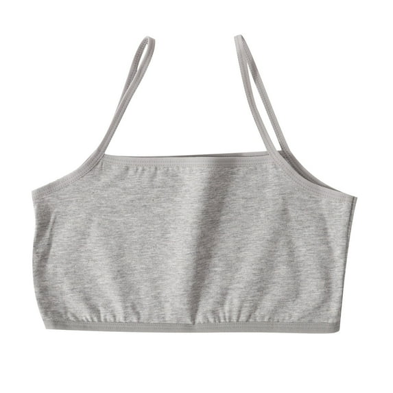 Seamless Underwear for Girls Training Bras for Girls Seamless Cotton Bralettes Sports Cropped Cami Undershirt Vests Gray L