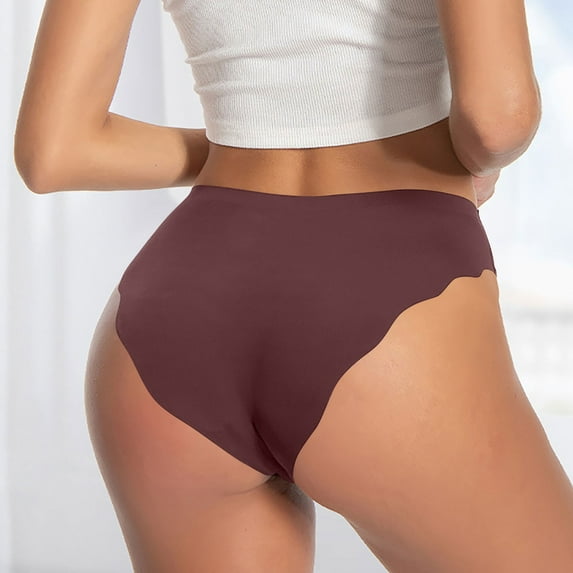 Seamless Underwear for Women Cotton Womens Solid Color Underwear Breathable Sports Boy Shorts Panties Lace Briefs Women's Underwear and Bras Wine XXL