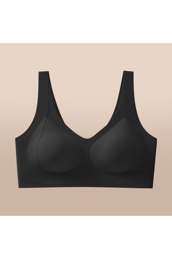 Seamless Underwire Full Cup Bra Comfortable Everyday Lift Daily Wear Hot Shelf Support Breathable T-Shirt Back Smooth Fit, L, Black